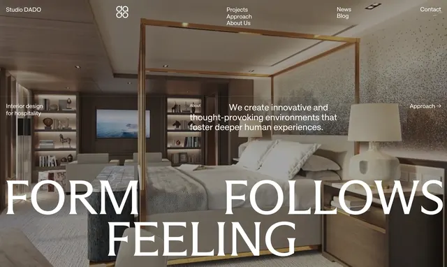 Studio DADO Form Follows Feeling hero, luxury, minimal, light