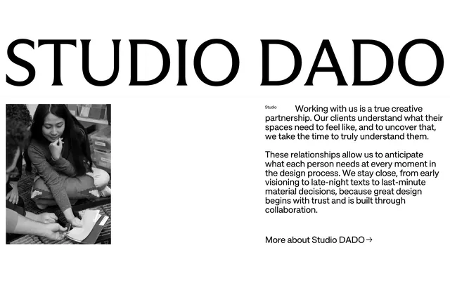 Studio DADO studio partnership about, minimal, editorial, light