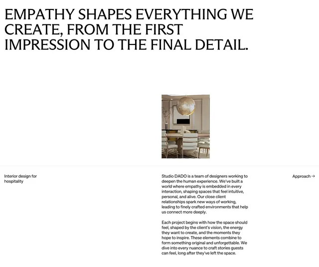 Studio DADO philosophy intro, minimal, editorial, light