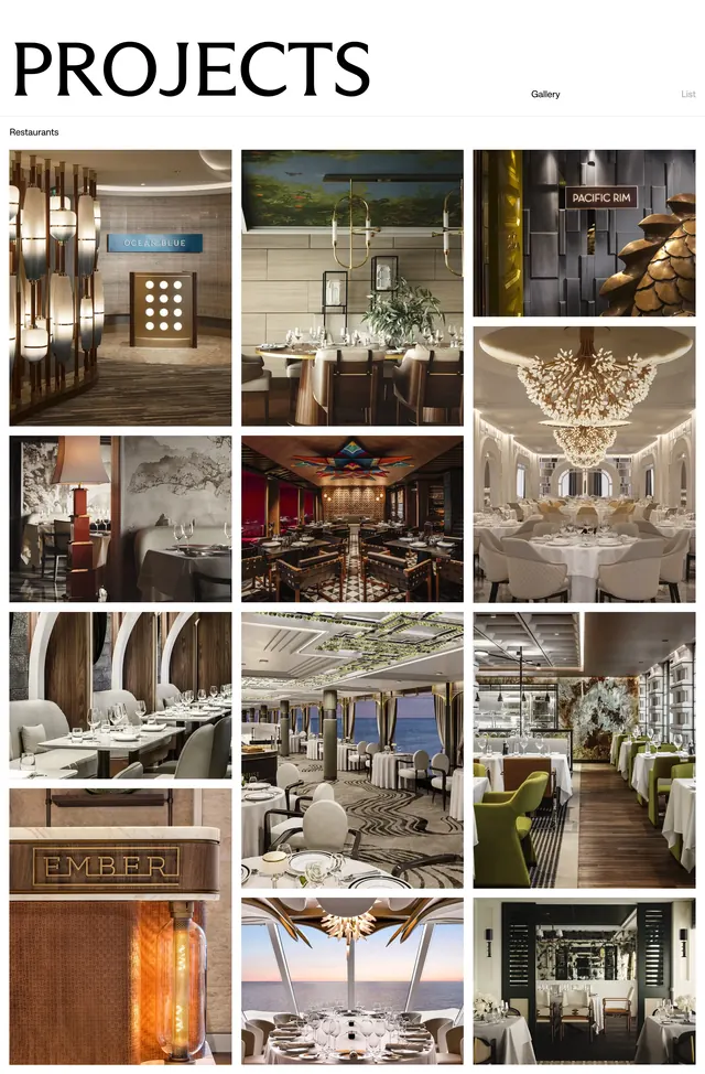 Studio DADO restaurant projects gallery, minimal, luxury, light