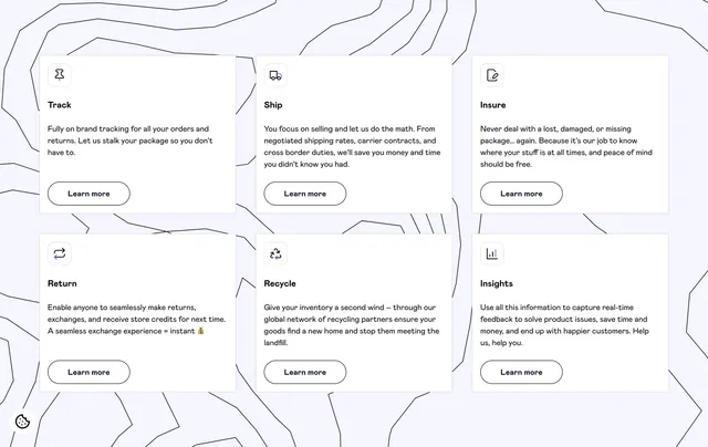 Swap Commerce benefits grid, minimal, corporate-clean, light