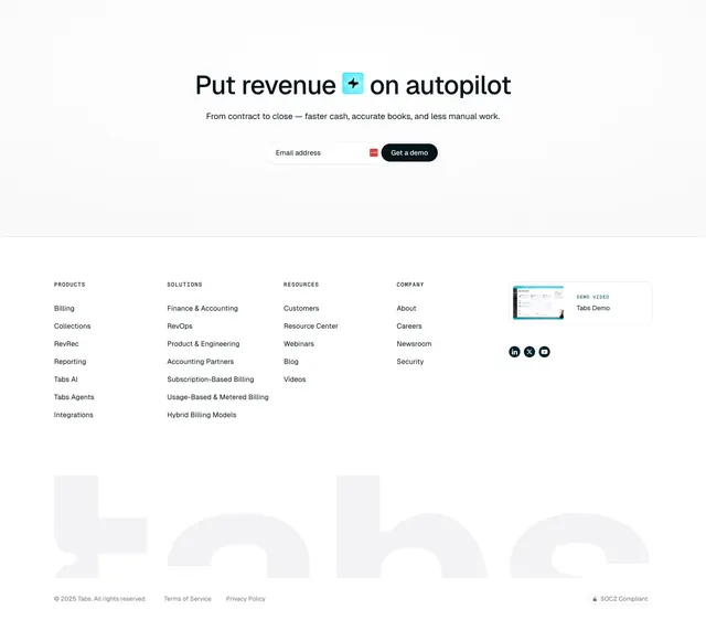 Tabs Footer Section, light-mode, minimal, light
