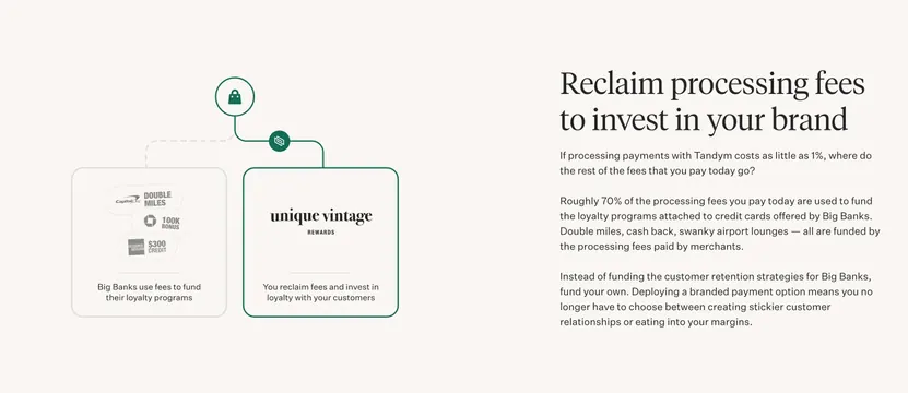 Tandym reclaim fees flow diagram, editorial, minimal, light