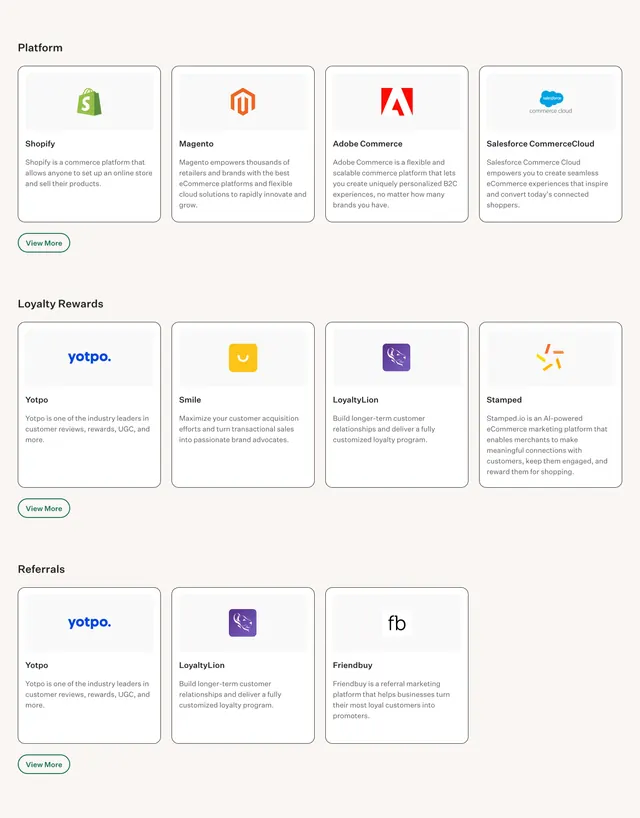 Tandym integrations directory grid, minimal, corporate-clean, light