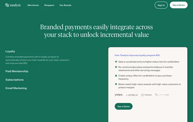 Tandym solutions integrations hero, minimal, editorial, dark