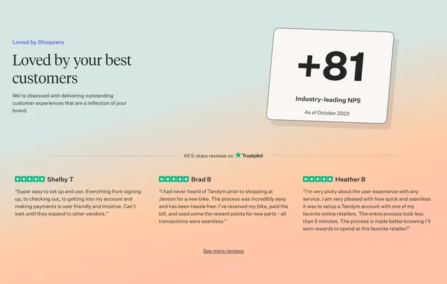 Tandym shopper ratings and reviews, minimal, gradient-heavy, gradient