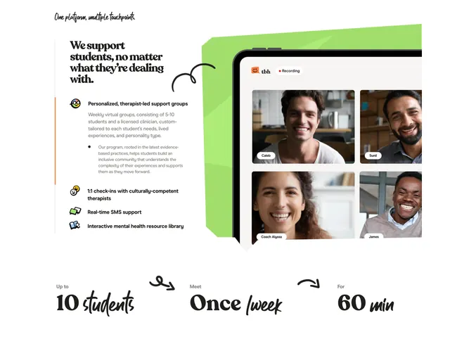 tbh platform features with video mockup, playful, illustrated, light