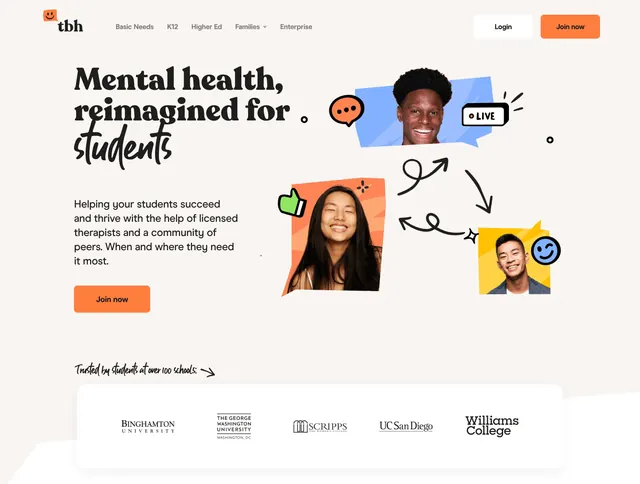 tbh student mental health hero, playful, illustrated, light