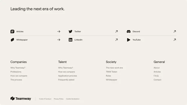 Teamway minimalist footer, minimal, swiss, light