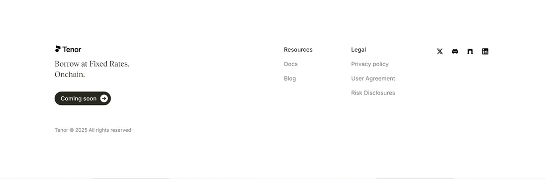 Tenor minimalist company footer, minimal, corporate-clean, light