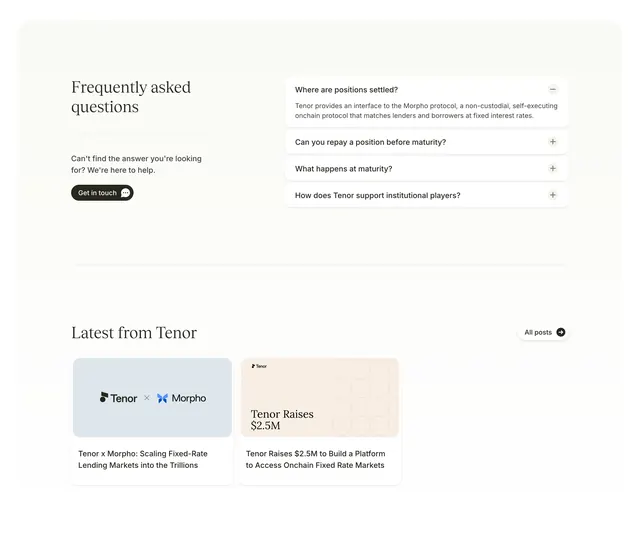 Tenor FAQ and latest news, minimal, corporate-clean, light