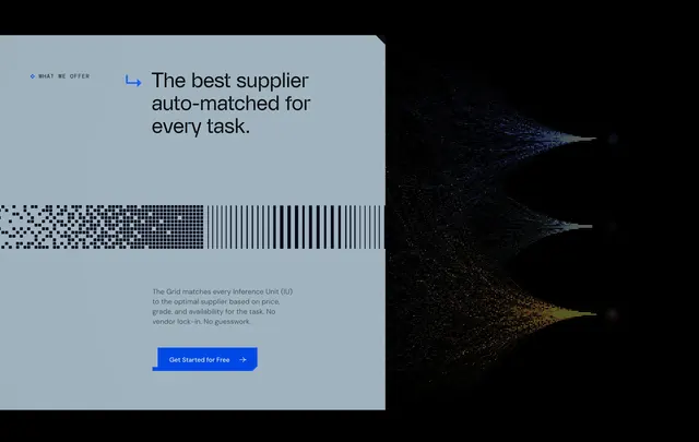 The Grid supplier matching feature banner, minimal, technical, light
