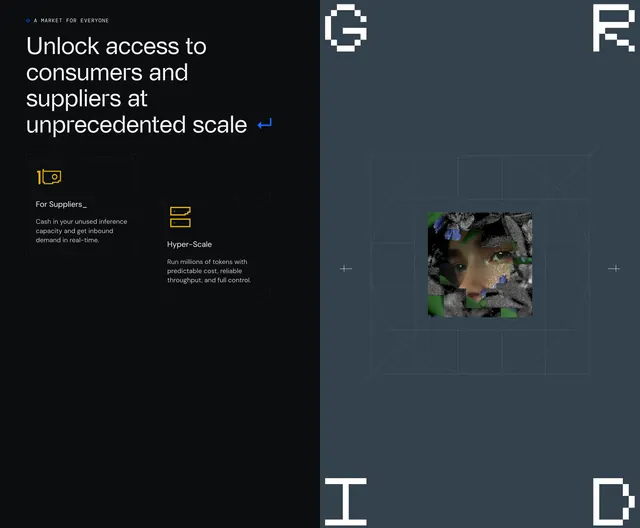 The Grid market access split feature, dark-mode, technical, dark