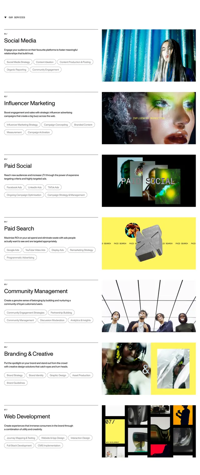 The Reach numbered services list, editorial, minimal, light