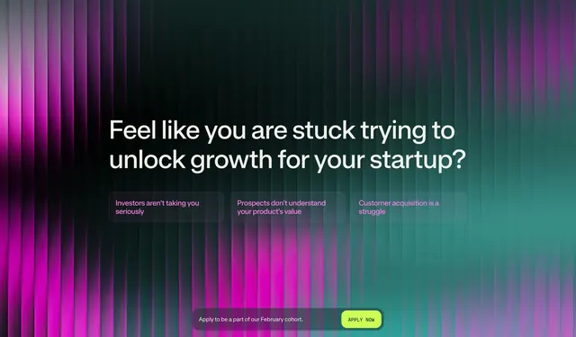 The Resonance startup growth problem CTA, dark-mode, glassmorphism, dark