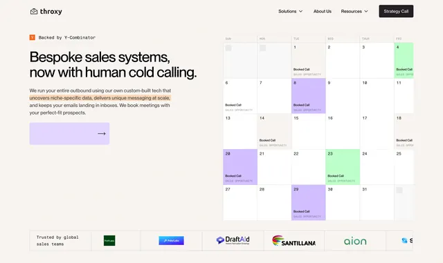 Throxy bespoke sales systems hero, minimal, light-mode, light