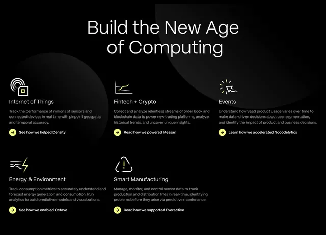 Timescale new age of computing grid, dark-mode, minimal, dark