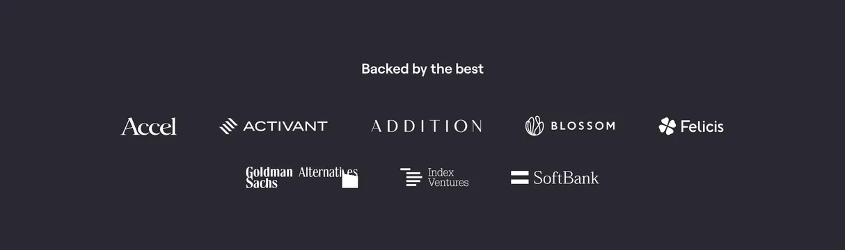 Tines investor logo cloud, minimal, dark-mode, dark