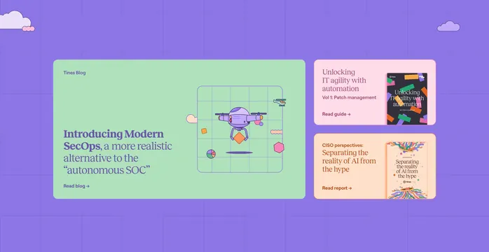 Tines featured blog resource cards, illustrated, editorial, vibrant