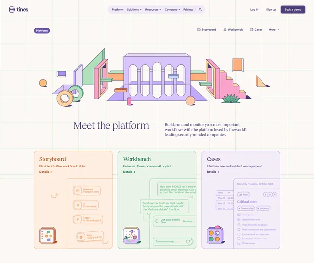 Tines Meet the platform hero, illustrated, light-mode, light