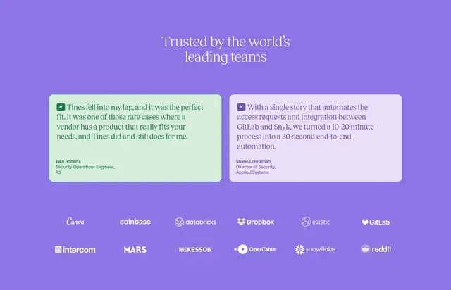 Tines pricing testimonials and logos, minimal, editorial, vibrant