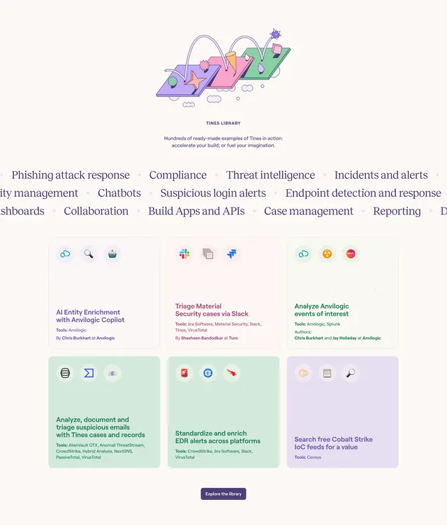 Tines security library template grid, illustrated, minimal, light