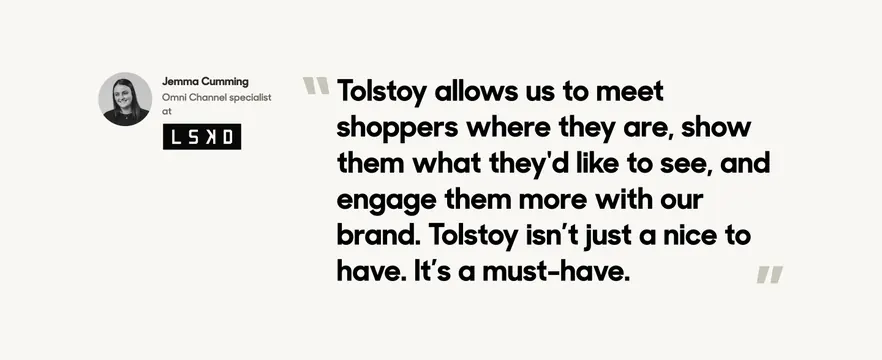 Tolstoy customer quote block, minimal, light-mode, light