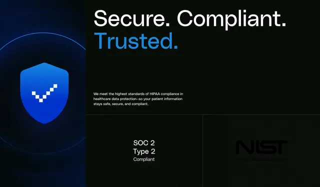 Transform9 security and compliance section, dark-mode, minimal, dark