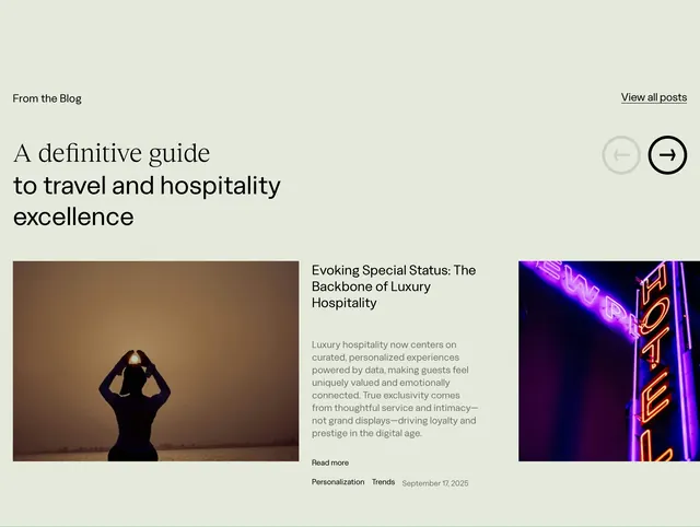 Trawelt blog carousel with editorial headline, editorial, minimal, light