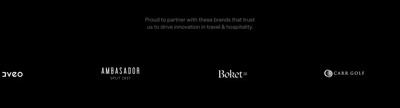 Trawelt partner logo row on black, dark-mode, minimal, dark