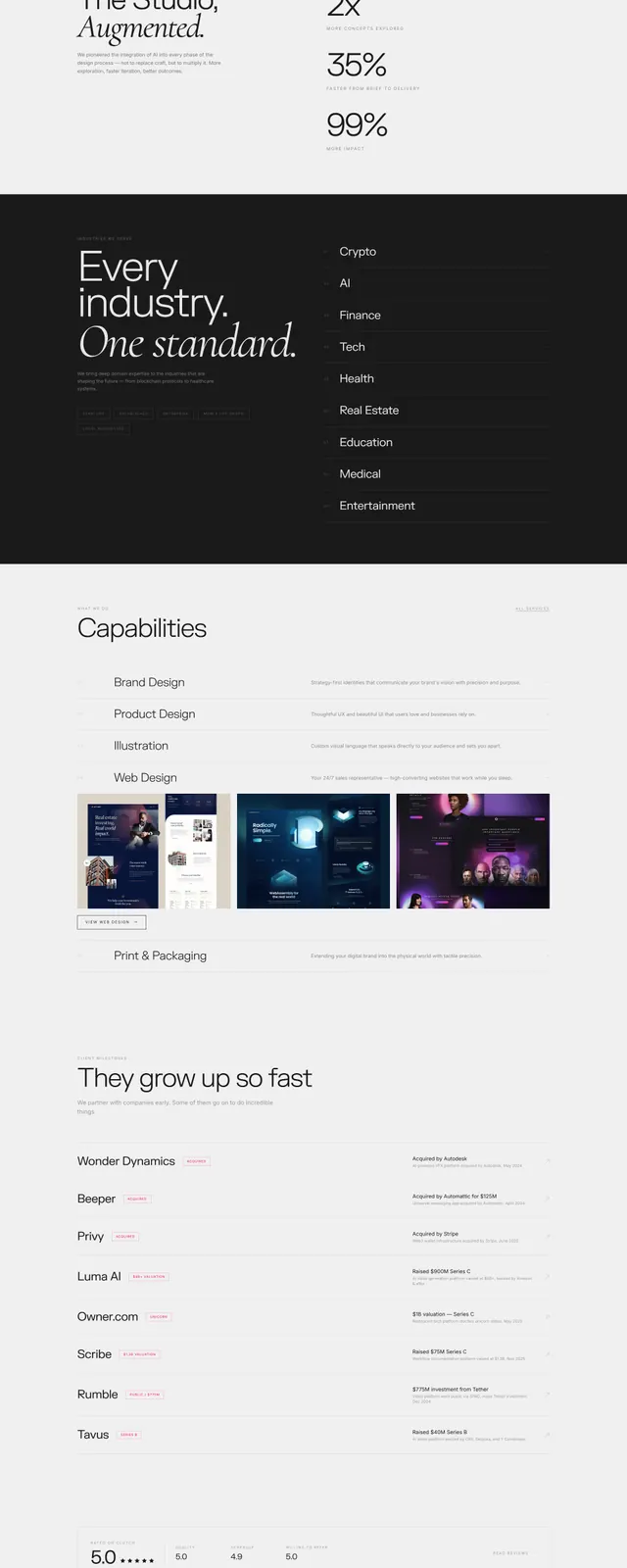Unfold Agency Landing Page, minimal, editorial, dark