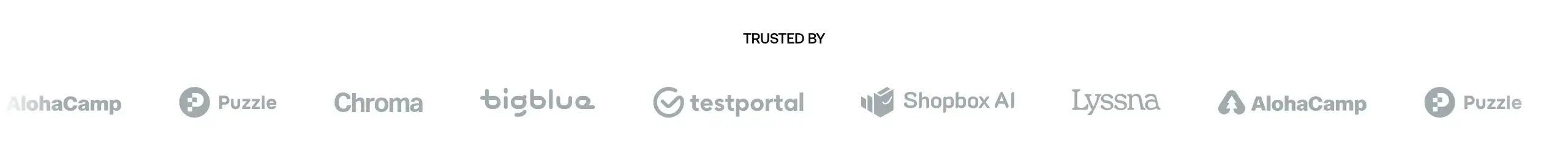 Unikorns trusted-by logo strip, minimal, light-mode, light