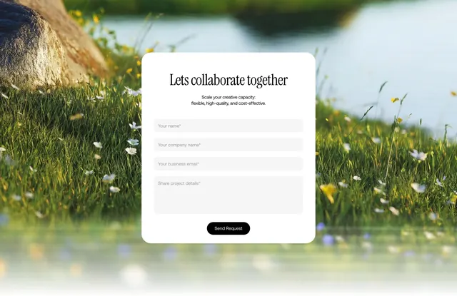 Unikorns contact form on meadow photo, minimal, organic, light