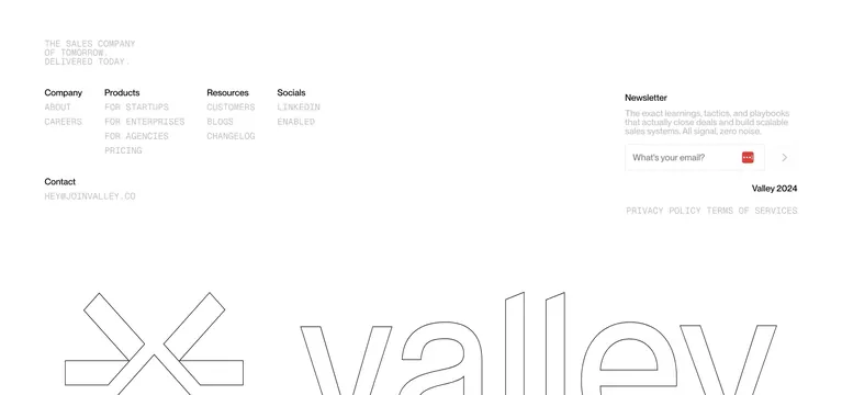 Valley Footer Section, light-mode, minimal, light