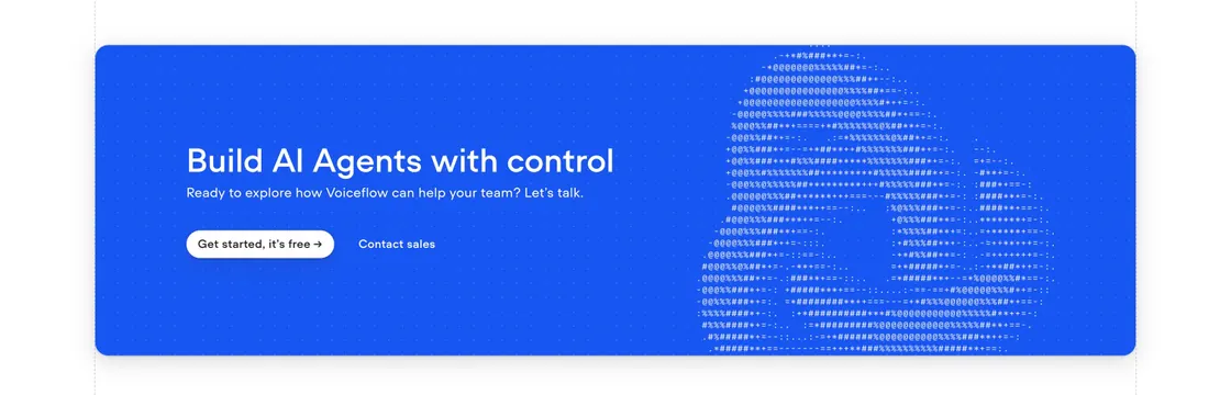 Voiceflow CTA Section, boxed, minimal, vibrant