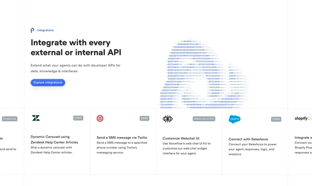 Voiceflow Integrations Section, light-mode, minimal, light