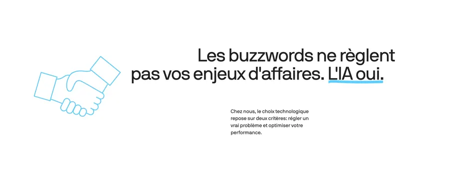Vooban AI buzzwords value statement, minimal, swiss, light