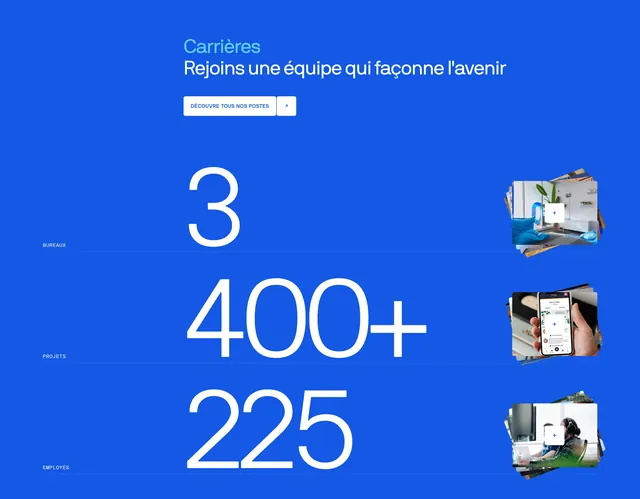 Vooban careers stats on royal blue, minimal, corporate-clean, vibrant