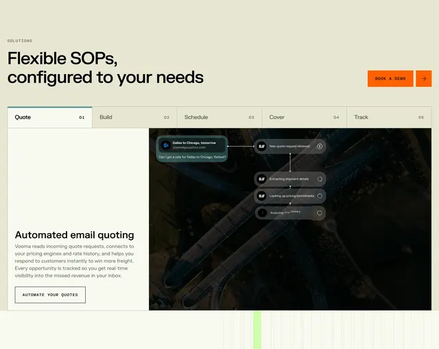 Vooma solution workflow tabs, minimal, corporate-clean, light