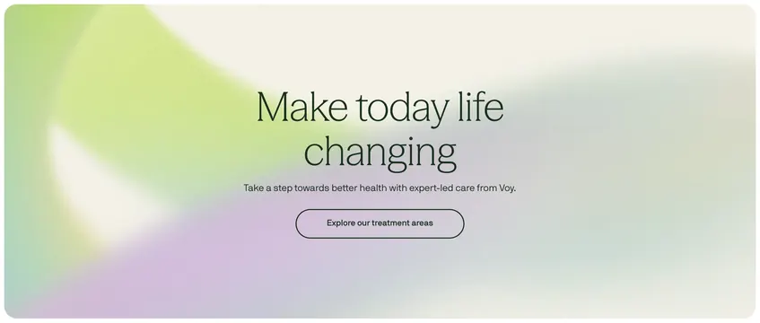 Voy soft gradient healthcare CTA, minimal, editorial, light