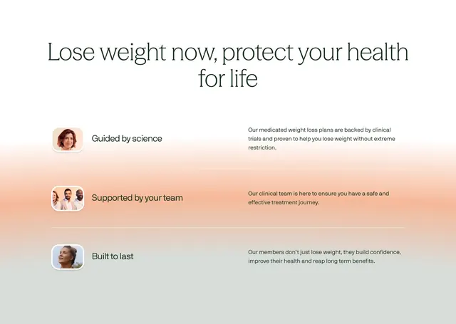 Voy three-row value proposition list, minimal, editorial, light