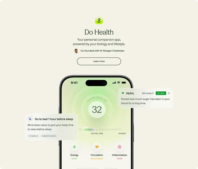 Do Health companion app CTA, minimal, light-mode, light