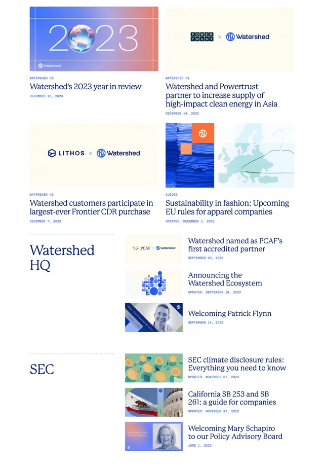 Watershed Blog Page Section Articles, editorial, minimal, light