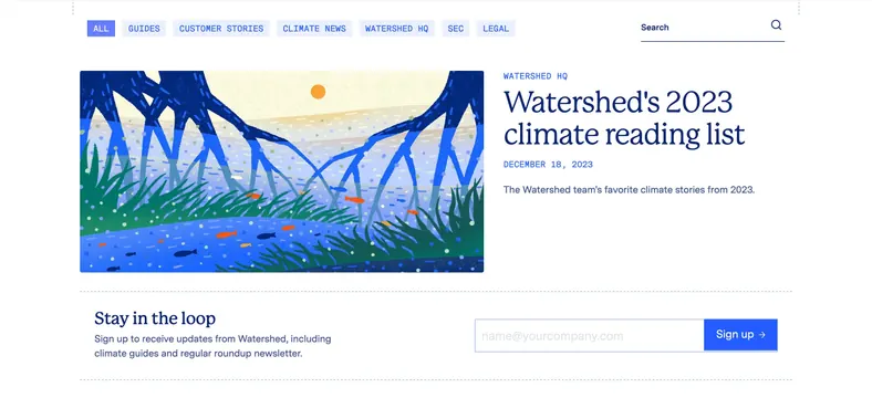 Watershed Blog Page Section Blog Header, minimal, editorial, light