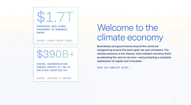 Watershed Home Page Section Climate Economy, minimal, technical, light