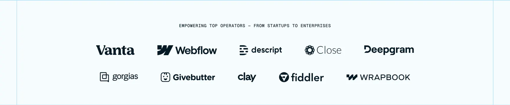 Whalesync light-mode customer logo grid, minimal, light-mode, light