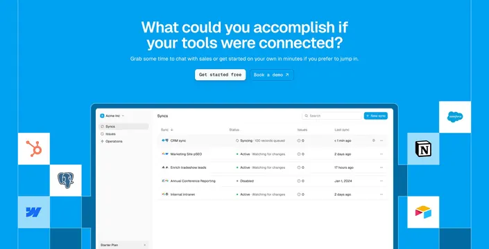 Whalesync CTA Section, boxed, minimal, vibrant