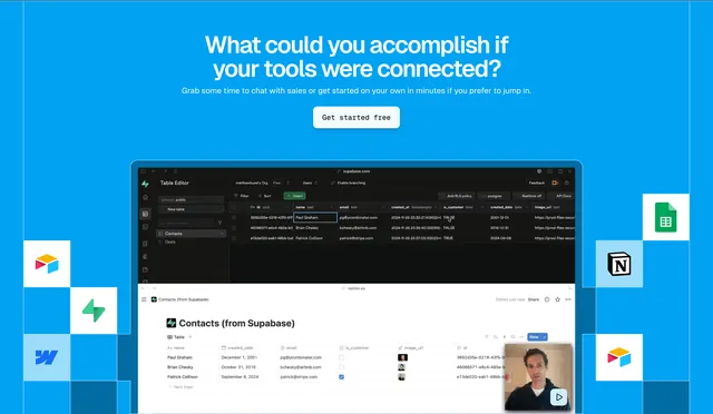 Whalesync connected tools hero, minimal, light-mode, vibrant
