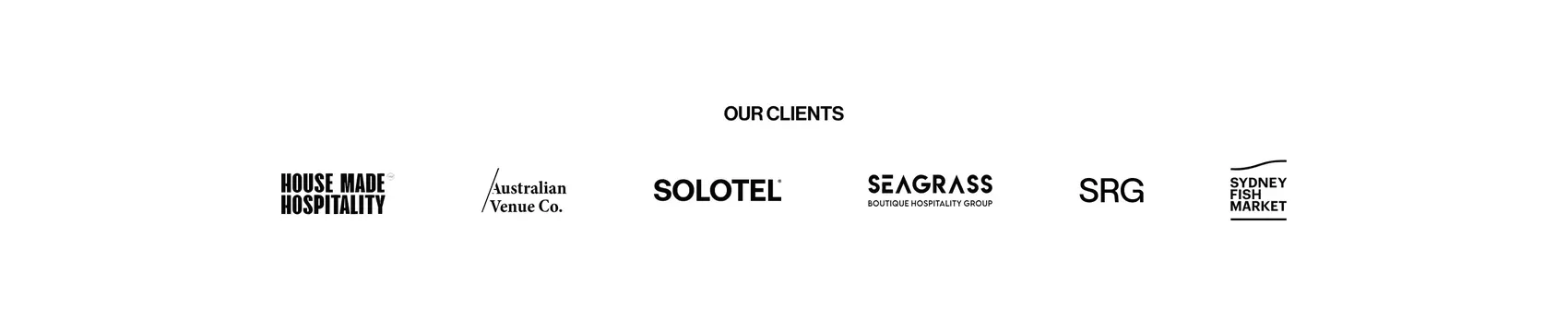 What Matters monochrome client logos, minimal, swiss, light