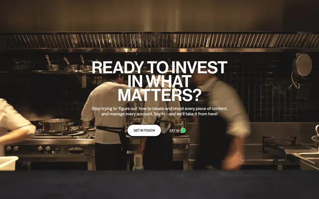 What Matters kitchen closing CTA, editorial, photographic, dark